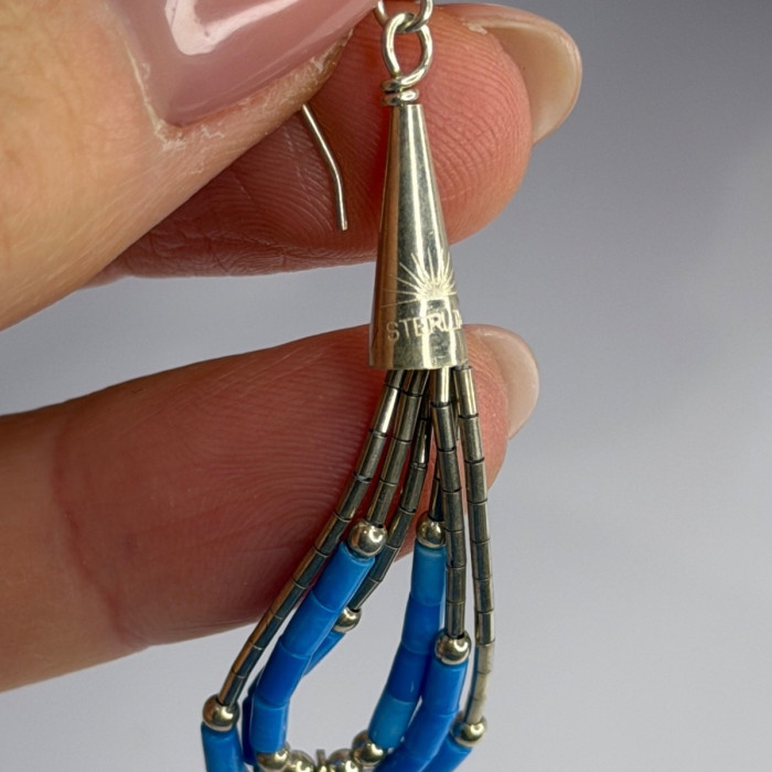 Native American 925 Sterling Silver Blue Lapis Earrings