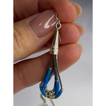 Native American 925 Sterling Silver Blue Lapis Earrings