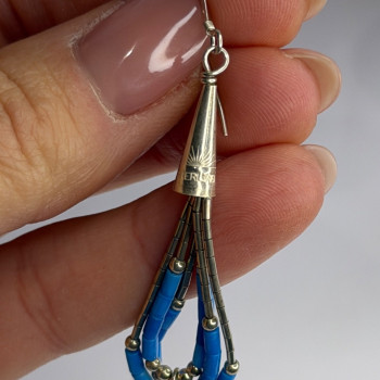 Native American 925 Sterling Silver Blue Lapis Earrings