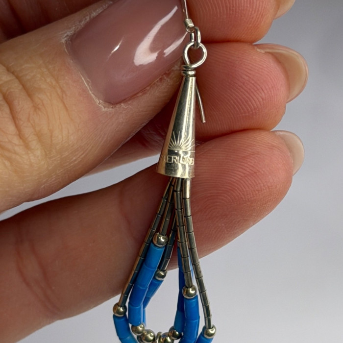 Native American 925 Sterling Silver Blue Lapis Earrings