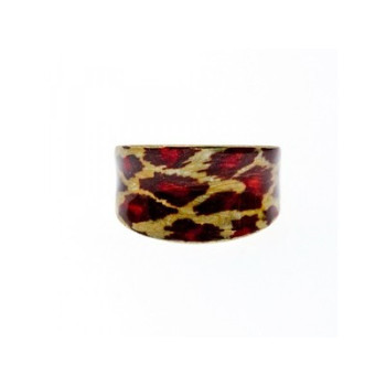 925 Sterling Silver Gold Plated Enamel Leopard Print Ring Size 8
