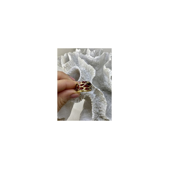 925 Sterling Silver Gold Plated Enamel Leopard Print Ring Size 8