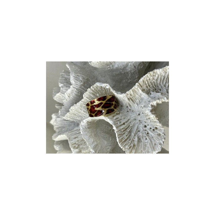 925 Sterling Silver Gold Plated Enamel Leopard Print Ring Size 8