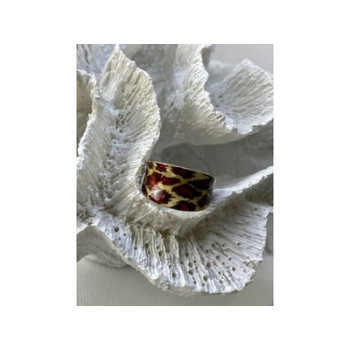 925 Sterling Silver Gold Plated Enamel Leopard Print Ring Size 8