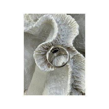 925 Sterling Silver Hessonite & Red Enamel Ring Size 9.5