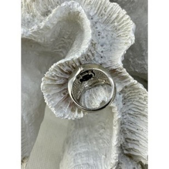 925 Sterling Silver Hessonite & Red Enamel Ring Size 9.5