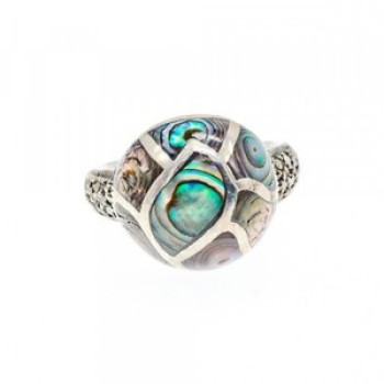 925 Sterling Silver Haliotis & Marcasites Ring Size 8.5