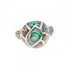 925 Sterling Silver Haliotis & Marcasites Ring Size 8.5
