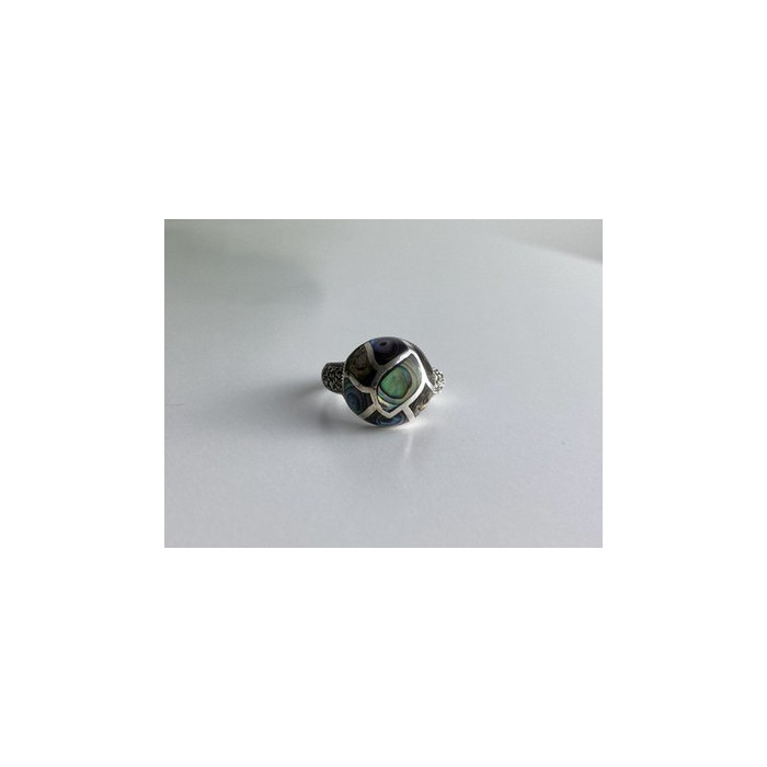 925 Sterling Silver Haliotis & Marcasites Ring Size 8.5