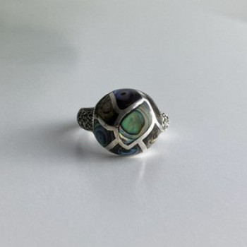 925 Sterling Silver Haliotis & Marcasites Ring Size 8.5