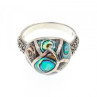 925 Sterling Silver Haliotis & Marcasites Ring Size 8.5