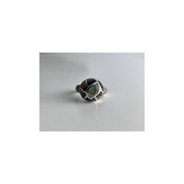 925 Sterling Silver Haliotis & Marcasites Ring Size 8.5