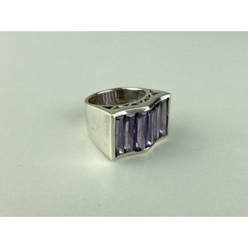 925 Sterling Silver Purple Tourmaline Ring Size 6