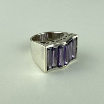 925 Sterling Silver Purple Tourmaline Ring Size 6