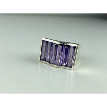 925 Sterling Silver Purple Tourmaline Ring Size 6