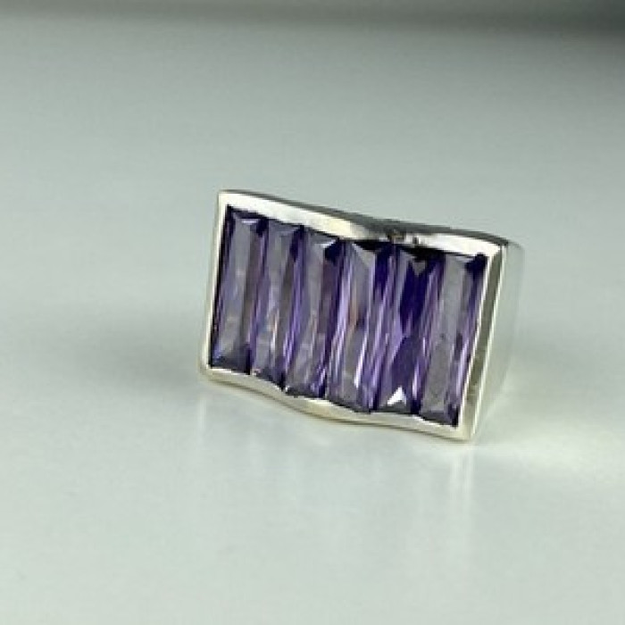 925 Sterling Silver Purple Tourmaline Ring Size 6