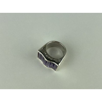 925 Sterling Silver Purple Tourmaline Ring Size 6