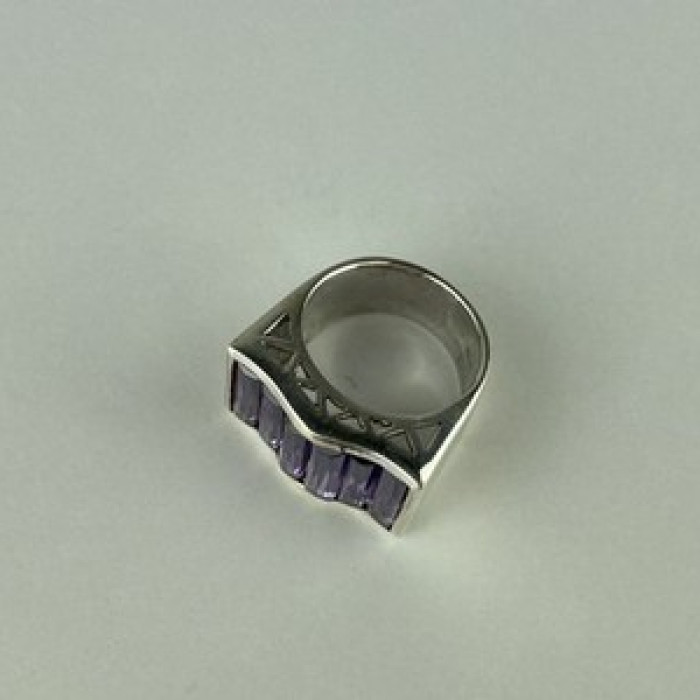 925 Sterling Silver Purple Tourmaline Ring Size 6