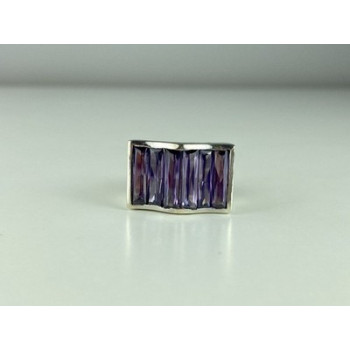 925 Sterling Silver Purple Tourmaline Ring Size 6