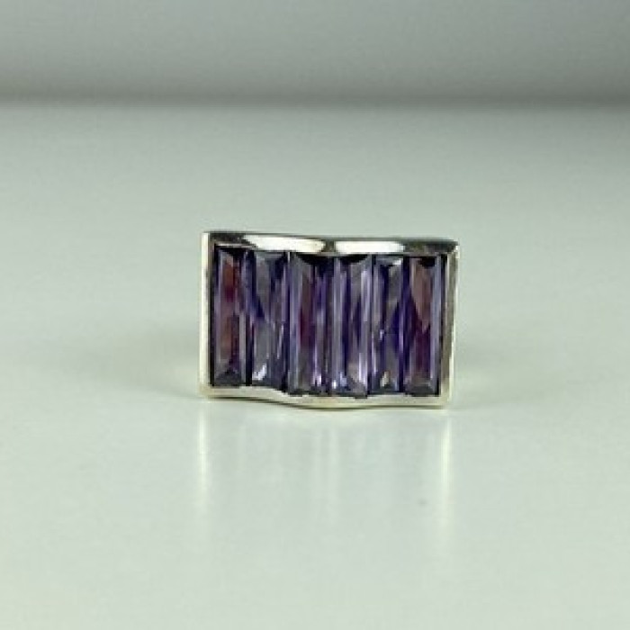 925 Sterling Silver Purple Tourmaline Ring Size 6