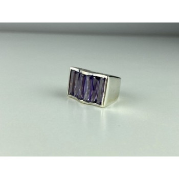 925 Sterling Silver Purple Tourmaline Ring Size 6