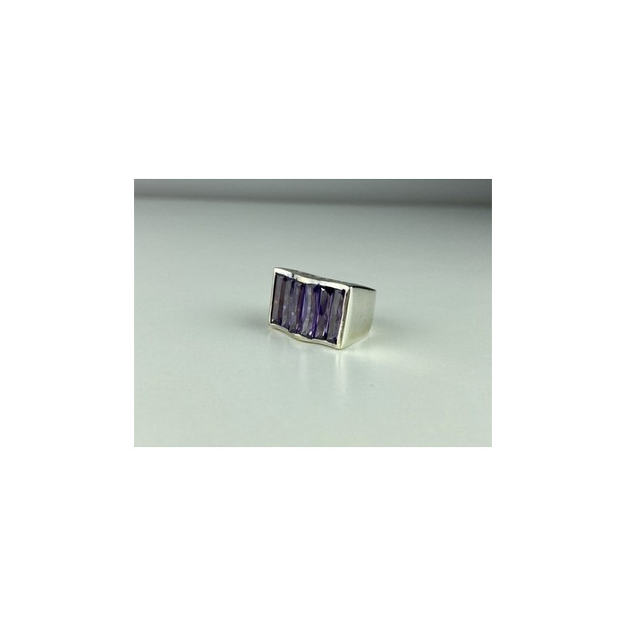 925 Sterling Silver Purple Tourmaline Ring Size 6