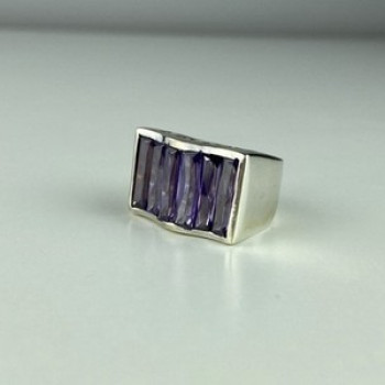 925 Sterling Silver Purple Tourmaline Ring Size 6