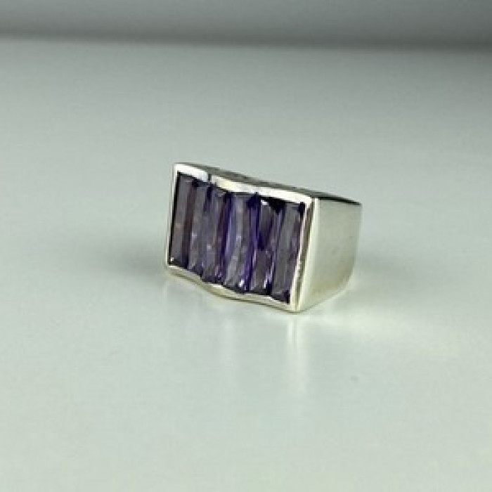925 Sterling Silver Purple Tourmaline Ring Size 6