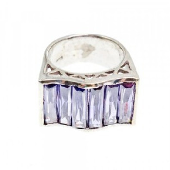 925 Sterling Silver Purple Tourmaline Ring Size 6