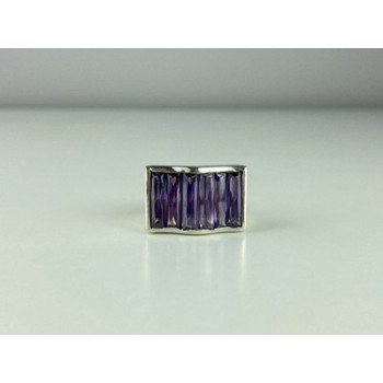 925 Sterling Silver Purple Tourmaline Ring Size 6