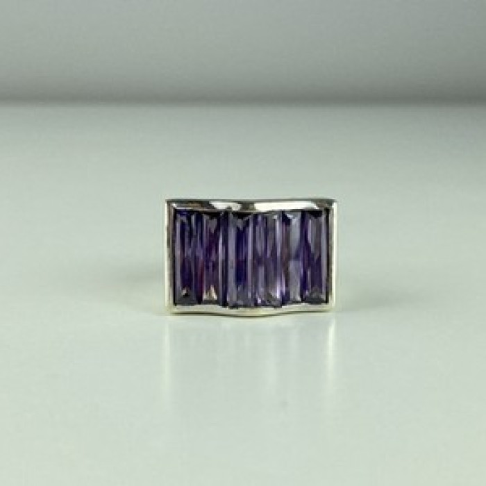 925 Sterling Silver Purple Tourmaline Ring Size 6