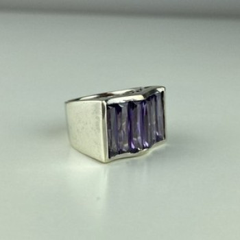 925 Sterling Silver Purple Tourmaline Ring Size 6