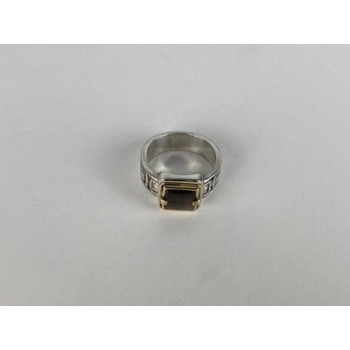 Men's 925 Sterling Silver with Gilding (14 K) Haliotis Ring Size 10.5