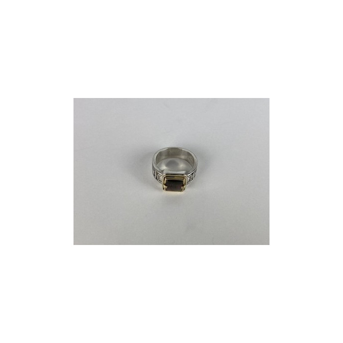 Men's 925 Sterling Silver with Gilding (14 K) Haliotis Ring Size 10.5