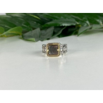 Men's 925 Sterling Silver with Gilding (14 K) Haliotis Ring Size 10.5