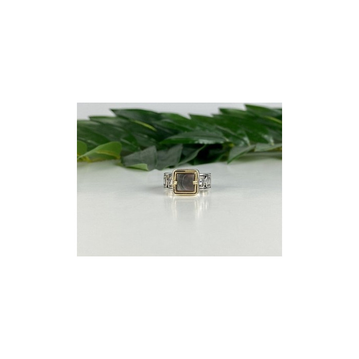 Men's 925 Sterling Silver with Gilding (14 K) Haliotis Ring Size 10.5