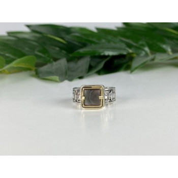 Men's 925 Sterling Silver with Gilding (14 K) Haliotis Ring Size 10.5