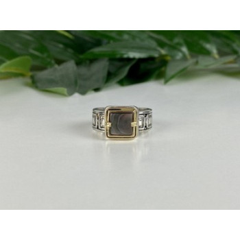 Men's 925 Sterling Silver with Gilding (14 K) Haliotis Ring Size 10.5