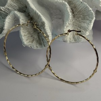 Large Hoop Gold Plated Earrings Length 2.40 Inch