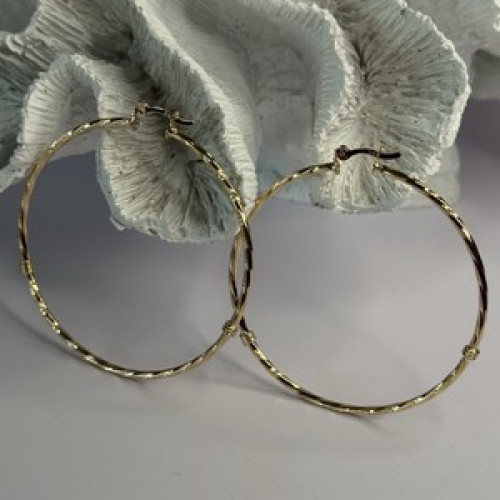 Large Hoop Gold Plated Earrings Length 2.40 Inch