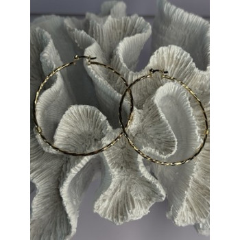 Large Hoop Gold Plated Earrings Length 2.40 Inch