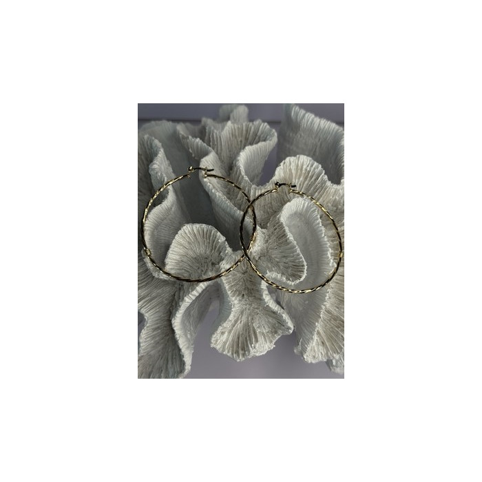 Large Hoop Gold Plated Earrings Length 2.40 Inch