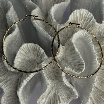 Large Hoop Gold Plated Earrings Length 2.40 Inch