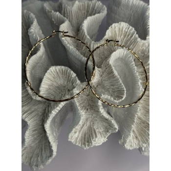 Large Hoop Gold Plated Earrings Length 2.40 Inch