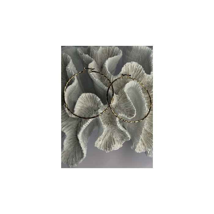 Large Hoop Gold Plated Earrings Length 2.40 Inch