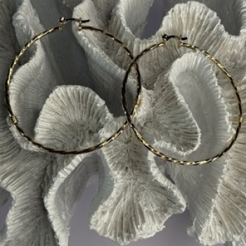 Large Hoop Gold Plated Earrings Length 2.40 Inch