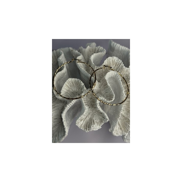 Large Hoop Gold Plated Earrings Length 2.40 Inch