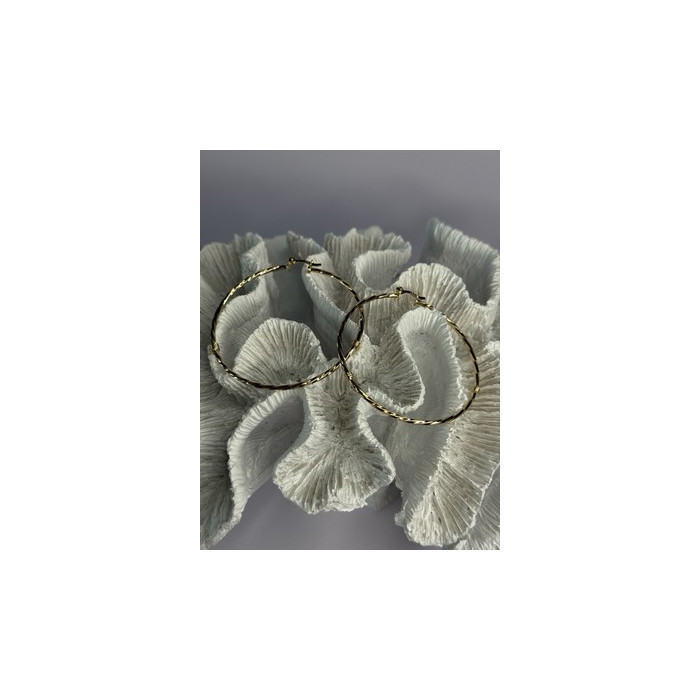 Large Hoop Gold Plated Earrings Length 2.40 Inch