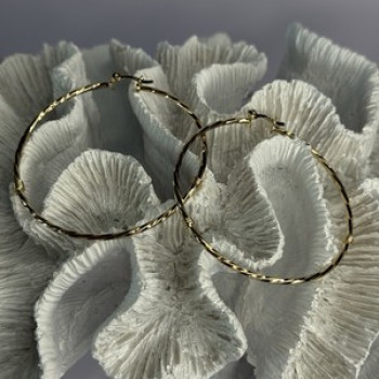 Large Hoop Gold Plated Earrings Length 2.40 Inch