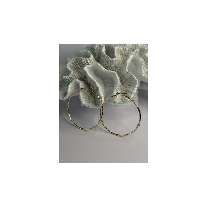 Large Hoop Gold Plated Earrings Length 2.40 Inch